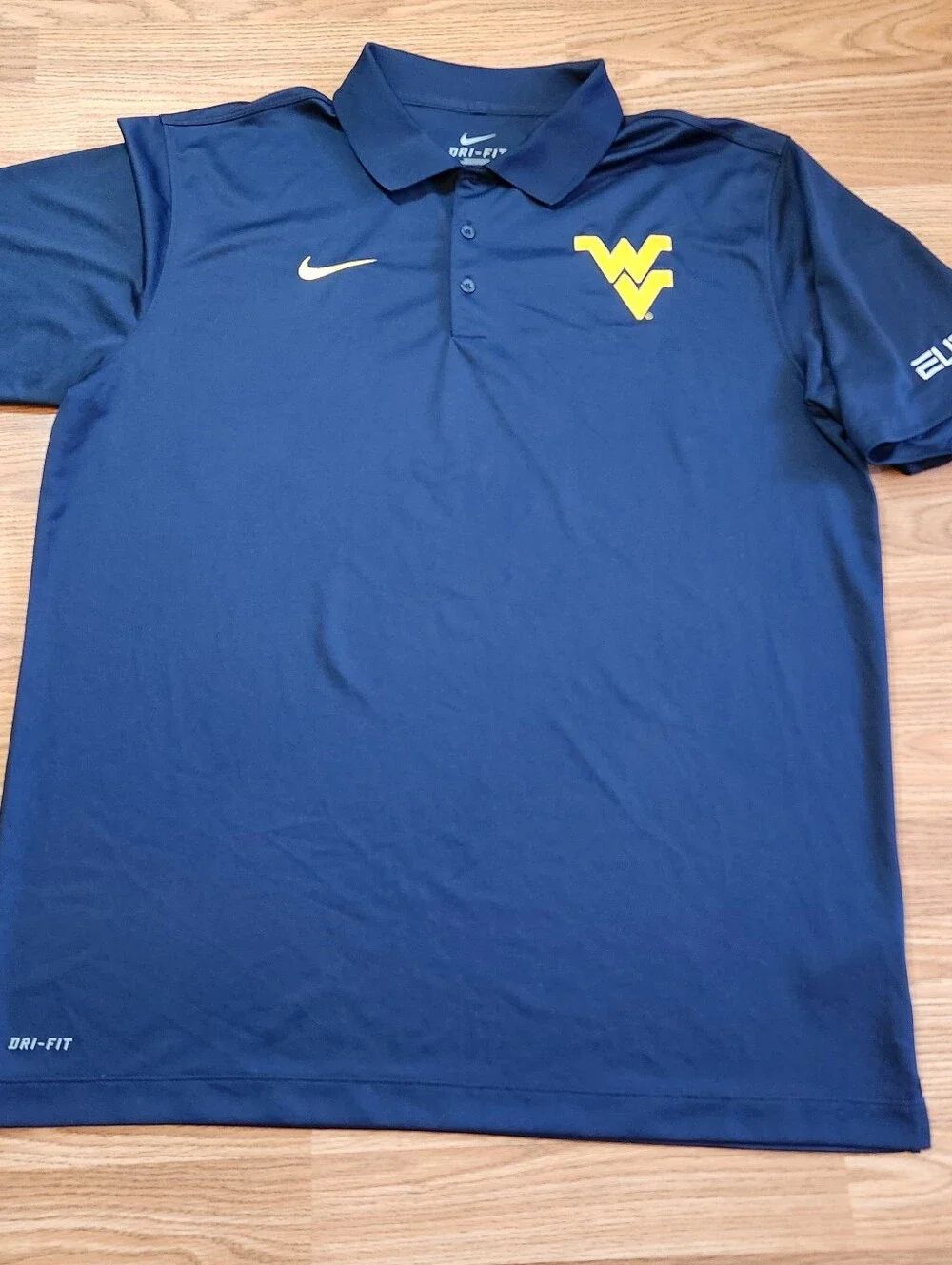 West Virginia Mountaineers Nike Elite Polo Shirt Men XL Blue DRI-FIT Performance